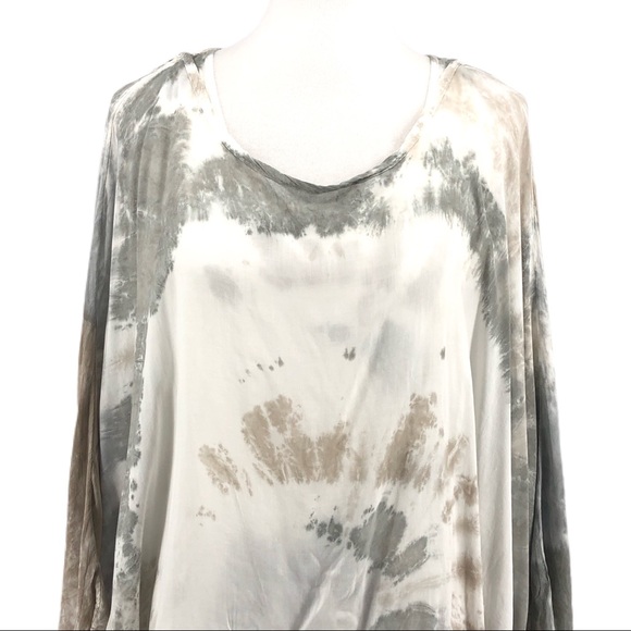 Tempo Paris Gray & Tan Lace Back Blouse, NWT - Picture 2 of 8